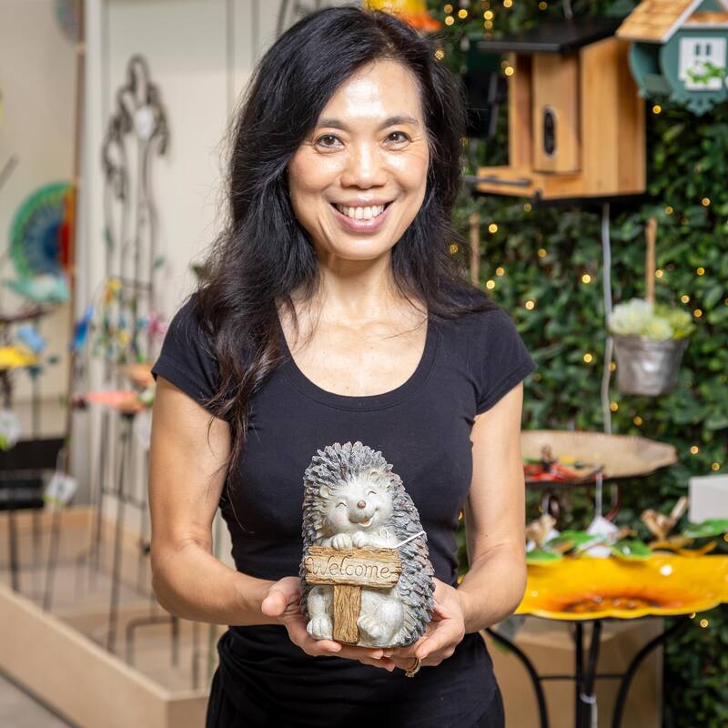 7" Resin Welcoming Hedgehog Statue