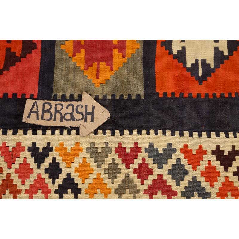 Blue Kilim Qashqai Persian Vintage Area Rug Hand-Woven Wool Carpet - 4'7"x 8'8"
