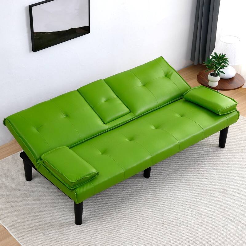 66.8" PVC Multifunctional Sofa Bed With Cup Holder
