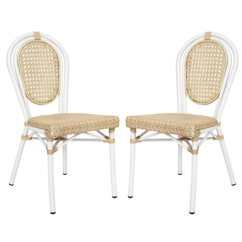2 Pack All-Weather Commercial Paris Chairs with Metal Frames
