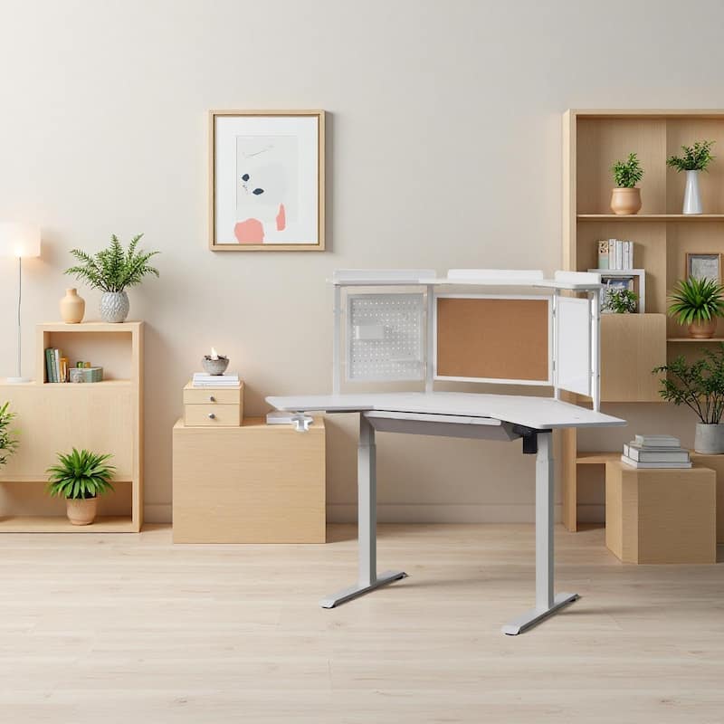 KOWO K314 Corner Electric Standing Desk L Shaped Height Adjustable Workstation for Home Office, Sit Stand Computer Desk