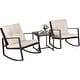 preview thumbnail 28 of 48, Pheap Outdoor Patio 3-piece Black/Brown Wicker Rocking Bistro Set by Havenside Home
