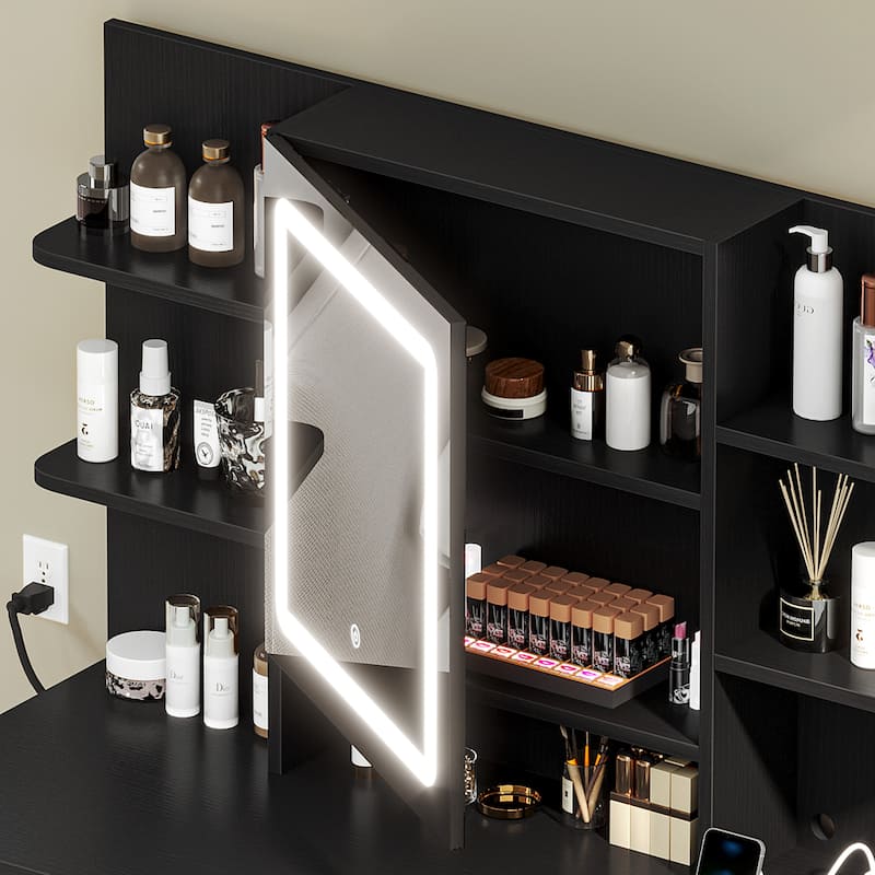 39"W Makeup Vanity Set with Lighted Mirror & Hidden Storage