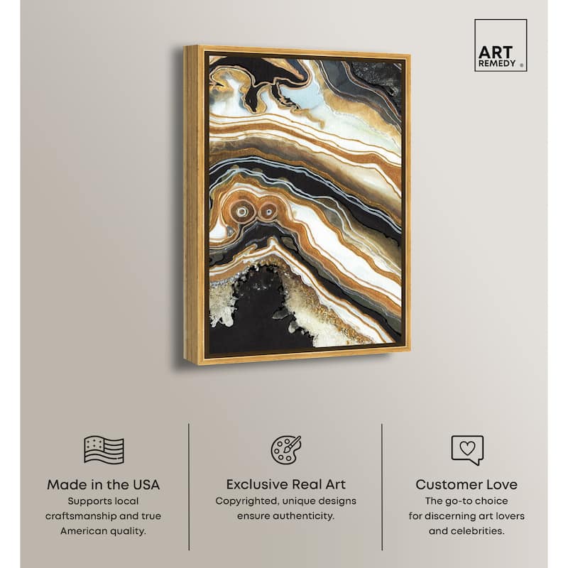 Art Remedy Black And Gold Ii Framed Mineral, Agate & Geode 1 Piece Canvas Wall Art
