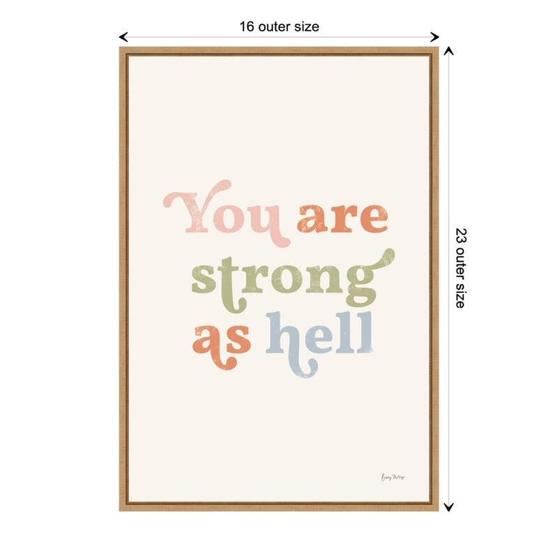 You Are Strong Pastel by Becky Thorns (16 x 23 in.), Framed Canvas Wall Art Print - Sylvie Maple