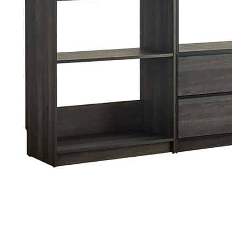 Dee Modular Closet System, 10 Shelf, 3 Hanging Rods, Gray Wood Finish
