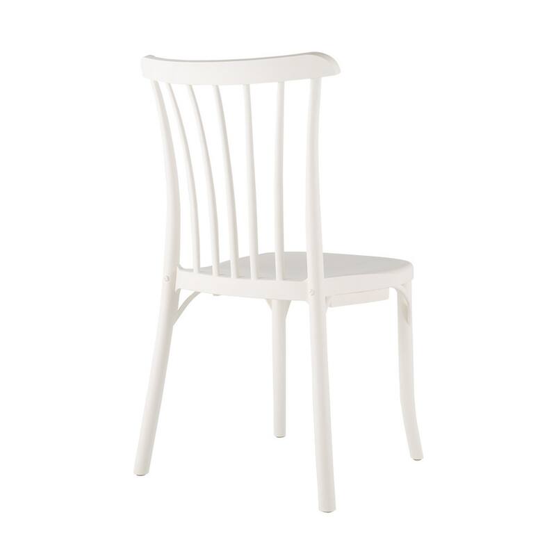 HomeRoots Set of Two White Heavy Duty Plastic Outdoor Stacking Dining Chairs