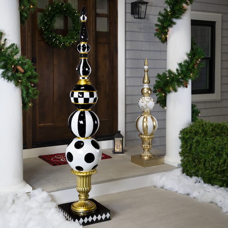 Commercial Size Ball Finial Christmas Decoration - 71.25" - Black and White