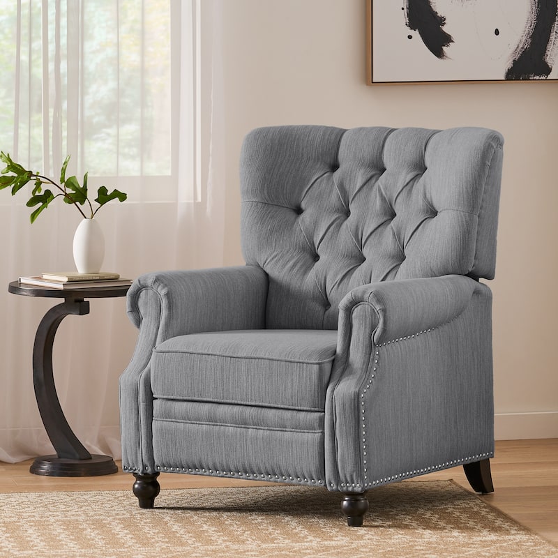 Callade Contemporary Upholstered Recliner by Christopher Knight Home - Dark Brown/ Grey/ Fabric
