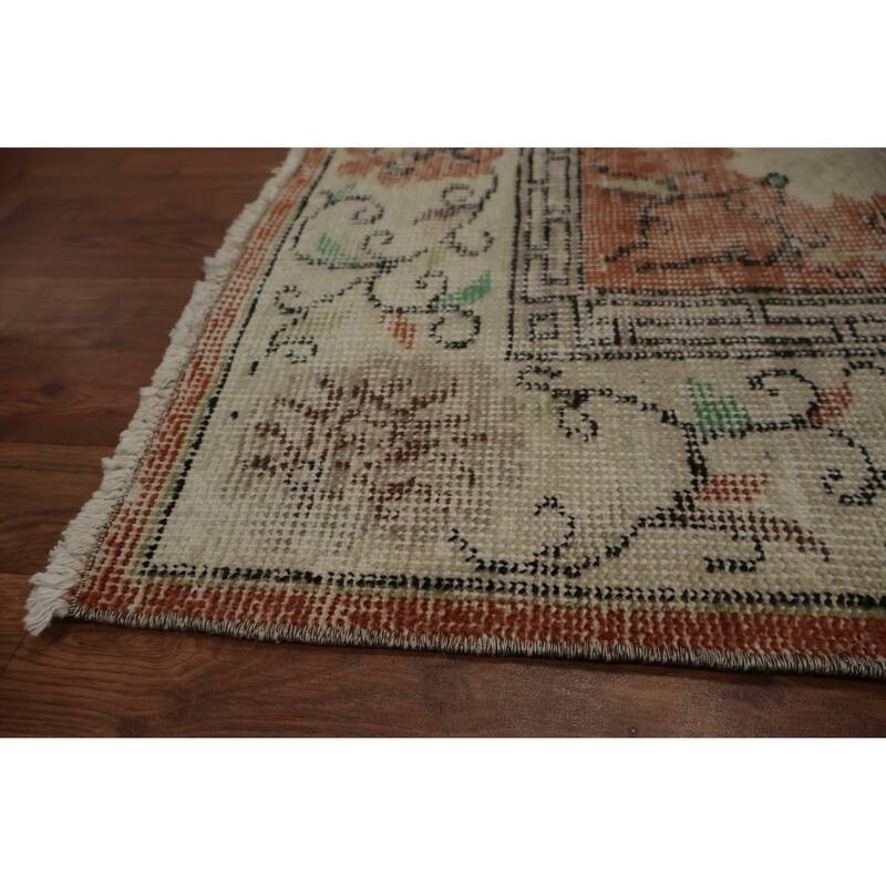 Hand Knotted Oriental 100% Wool Carpet Transitional Floral Oranges & Rust Anatolian Area Rug - 9' 3'' X 5' 6''