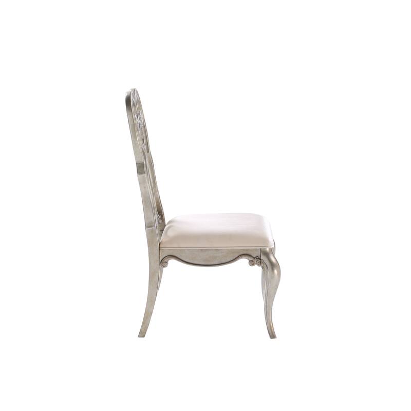 HomeRoots Set of Two Ivory and Champagne Upholstered Velvet And Solid Wood Dining Side Chairs