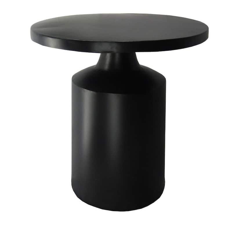 Zoe 20 Inch Modern Round Iron Side Table with Pedestal Base, Matte Black - 19 L x 19 W x 20 H Inches