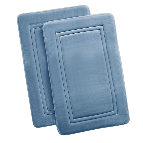 Truly Calm Antimicrobial 2 Pack Memory Foam Bath Rug - 20x32 Set - Blue