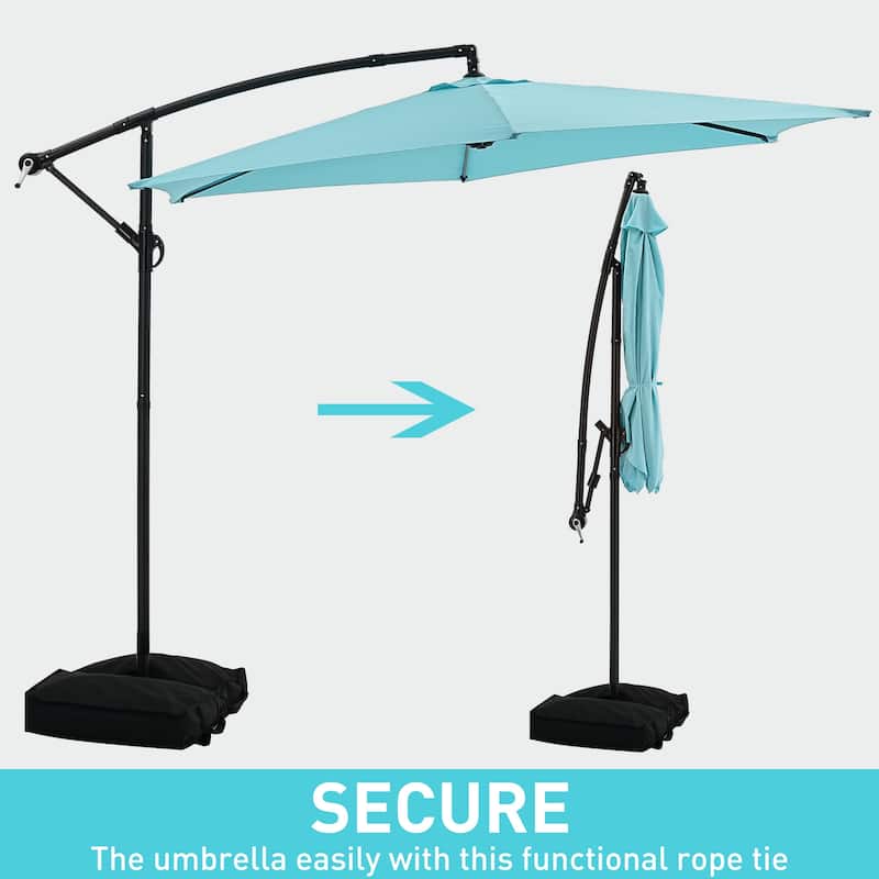 Ainfox 10 ft Cantilever Offset Outdoor Patio Umbrella with Base Stand Rotate and Tilt