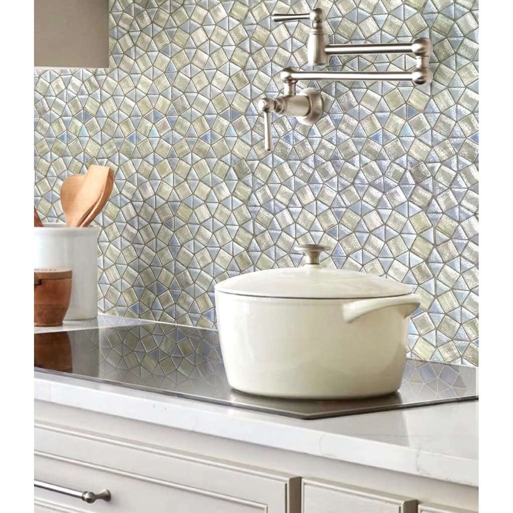 Apollo tile 11" x 11" Majeste Glossy Snow White Glass Tile (8.1 sq ft/case) - 10 Pack