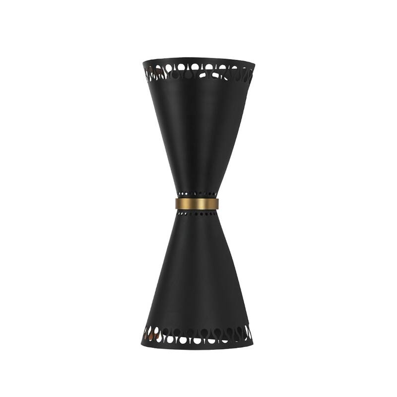 Mid-Century 2-Light Hourglass Up and Down Wall Lamp Black Gold