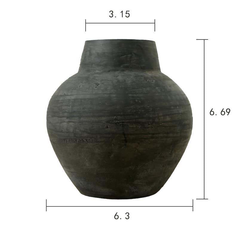 Artissance 6.7"H Small Gray Ceramic Indoor Outdoor Pottery Vase, Home and Garden Decor