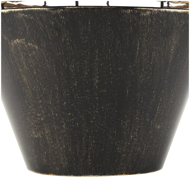 Plastic Rattan Handmade Twisted Decorative Vase with Open Frame Design and Bronze Metal Base - Bronze - Roche River Decor