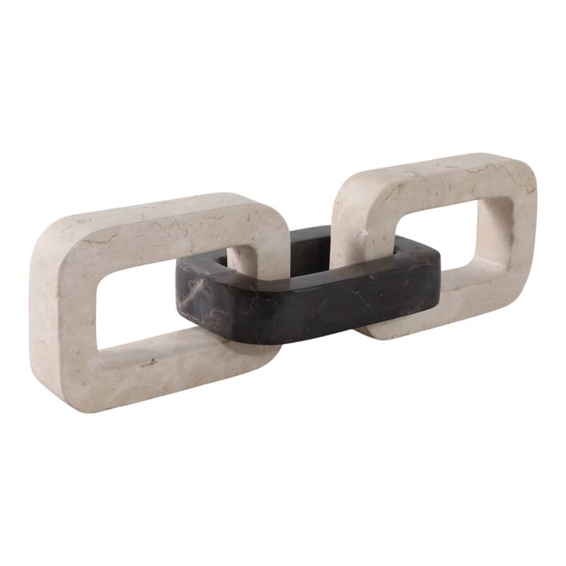 Marble Decorative Object Sculptural Linked Chain Accent - 4" Ivory - 13.25" x 4" x 4"