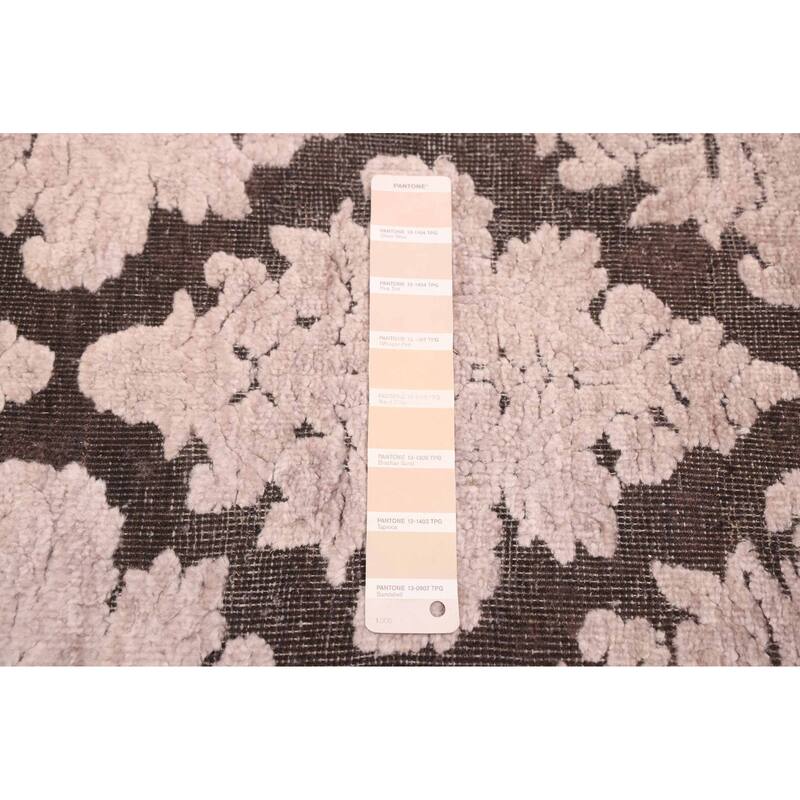 ECARPETGALLERY Hand-knotted Heritage Beige, Dark Brown Silk, Wool Rug - 7'6 x 9'7