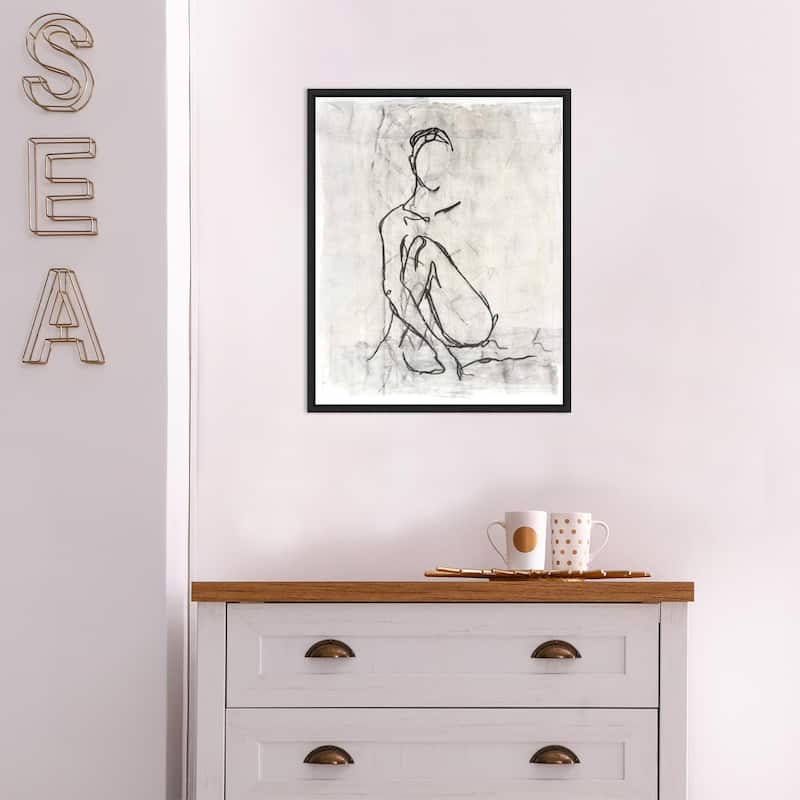 Embellished Nude Contour Sketch II by Ethan Harper Framed Canvas Wall Art Print