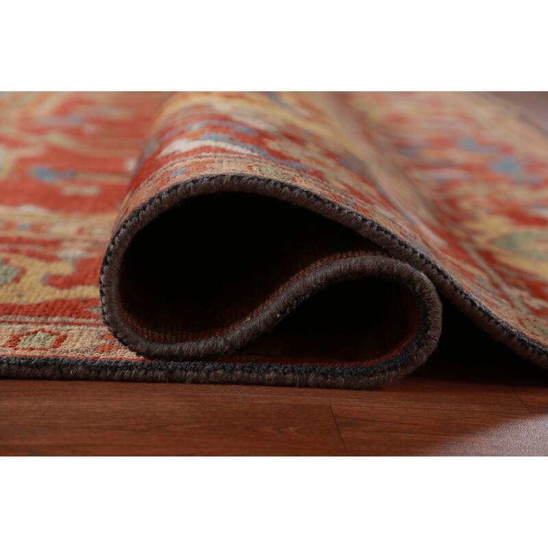 Hand Knotted Oriental 100% Wool Carpet Traditional Medallion Red Heriz (serapi) Area Rug - 14' 10'' X 11' 7''