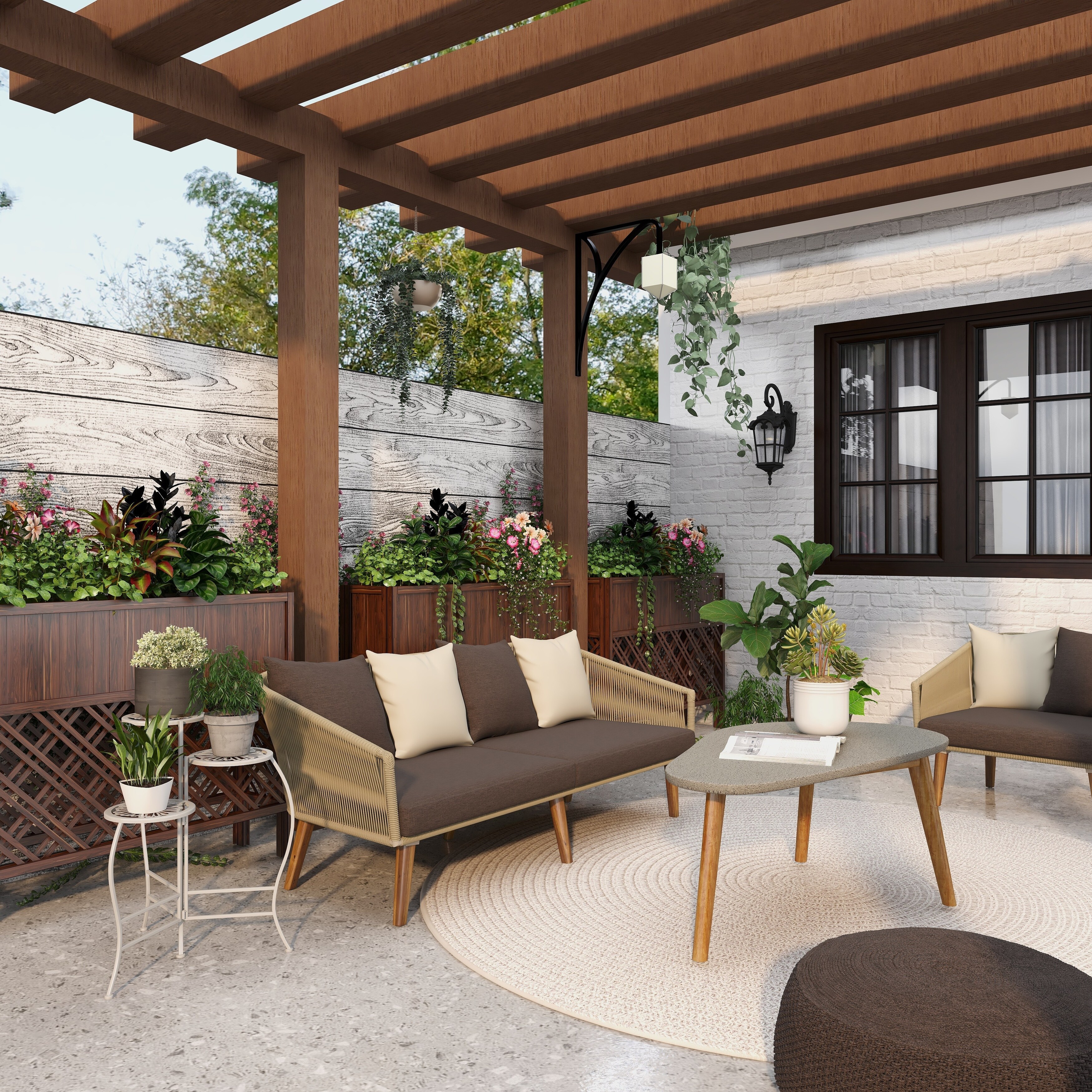 White or Black Metal 3-Tier Indoor Outdoor Floral Stand-image