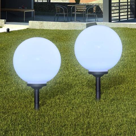 Outdoor Path Garden Solar Lamp Solar Ball Light LED 11.8" 2pcs with Ground Spike