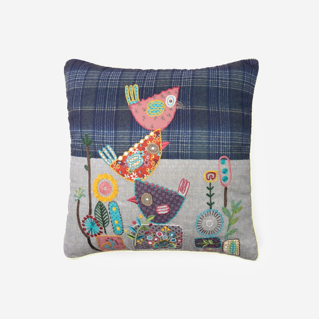 Cotton Home Birdie Stack Cotton 18 Inch Throw Pillow