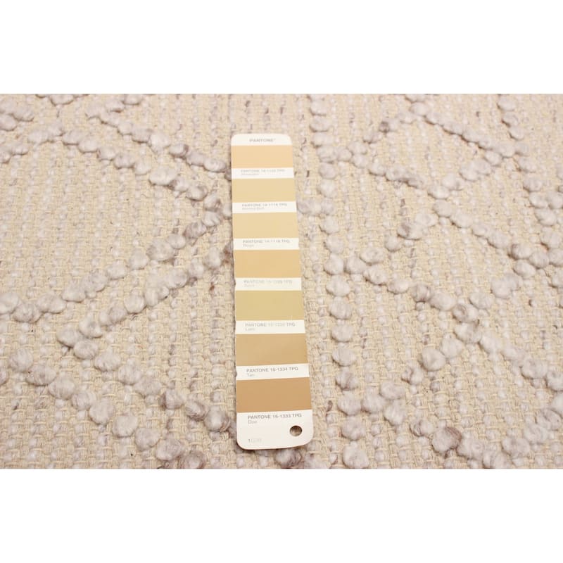 ECARPETGALLERY Braid weave Sienna Beige Wool Rug - 5'1 x 7'0