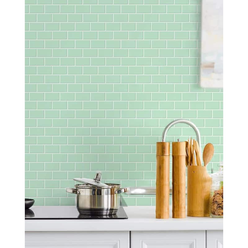 Art3d 10-sheet Subway Tiles Peel and Stick Backsplash for kitchen（thicker design）
