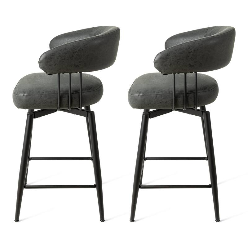 Glitzhome 26 or 31 Inches Modern Upholstered Swivel Counter Height Bar Stools