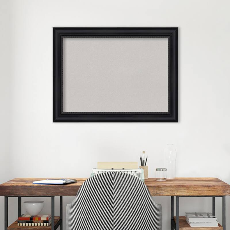 Astor Black Framed Grey Corkboard Bulletin Board, Organization Board, Pin Board