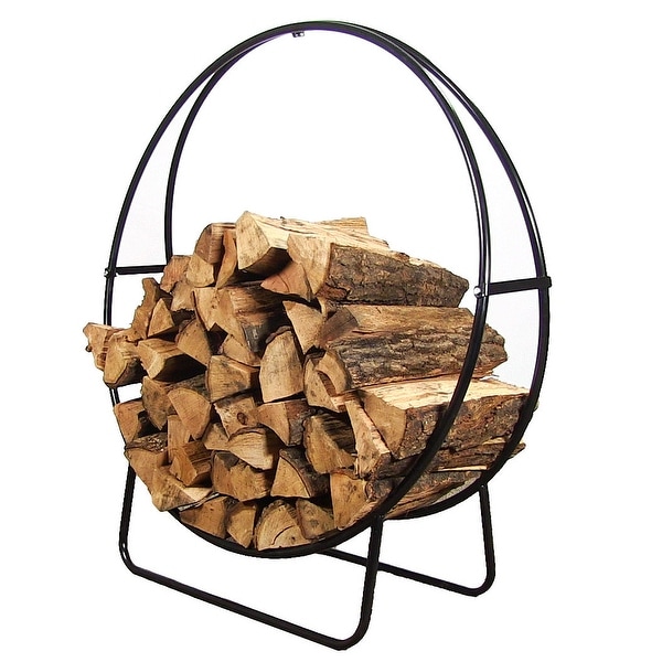 Sunnydaze Steel Firewood Log Hoop - Multiple Sizes Available - Black