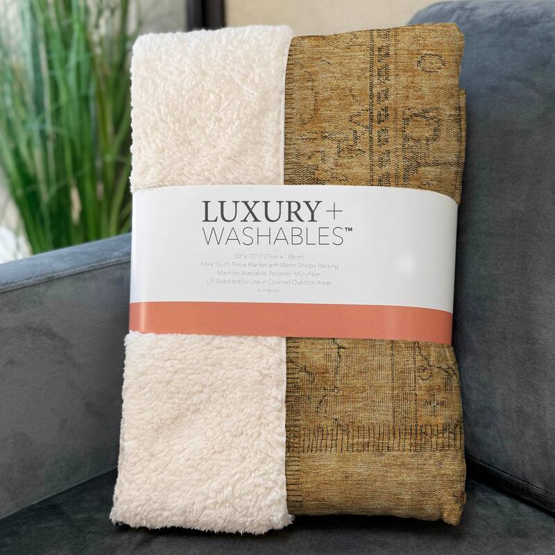 Premium Machine Washable Vintage Patchwork Sherpa Throw Blanket
