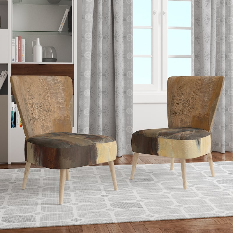 Designart "Into The Wild Gold Buffalo" Upholstered Modern Farmhouse Accent Chair - Arm Chair