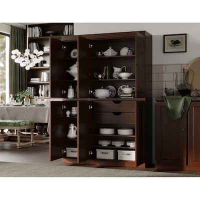 Palace Imports 100% Solid Wood China Pantry with Glass or Solid Wood Doors and 2-Drawers - 48.5" x 71.5"