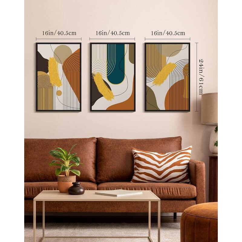Abstract Framed Wall Art Modern Minimalist Luxury Gold Line Artwork