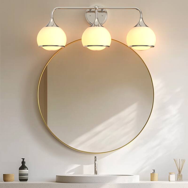 YANSUN 3-Light Vanity Light Bath Fixture with Curved Metal Arms