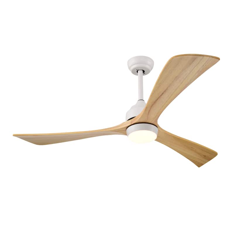 Sofucor 52 Inch Quiet Ceiling Fan with 3 Solid Wood Blades,Light & Remote,Reversible Ceiling Fan,for Patio Living Room,Bedroom
