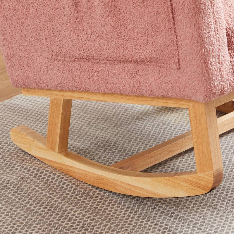 Rocking Chair with Thickened Rubber Wood Base