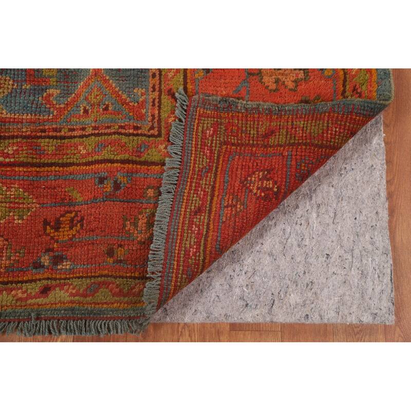 Hand Knotted Oriental 100% Wool Carpet Transitional Geometric Navy Blue & Blues Oushak Area Rug - 6' 2'' X 5' 11''