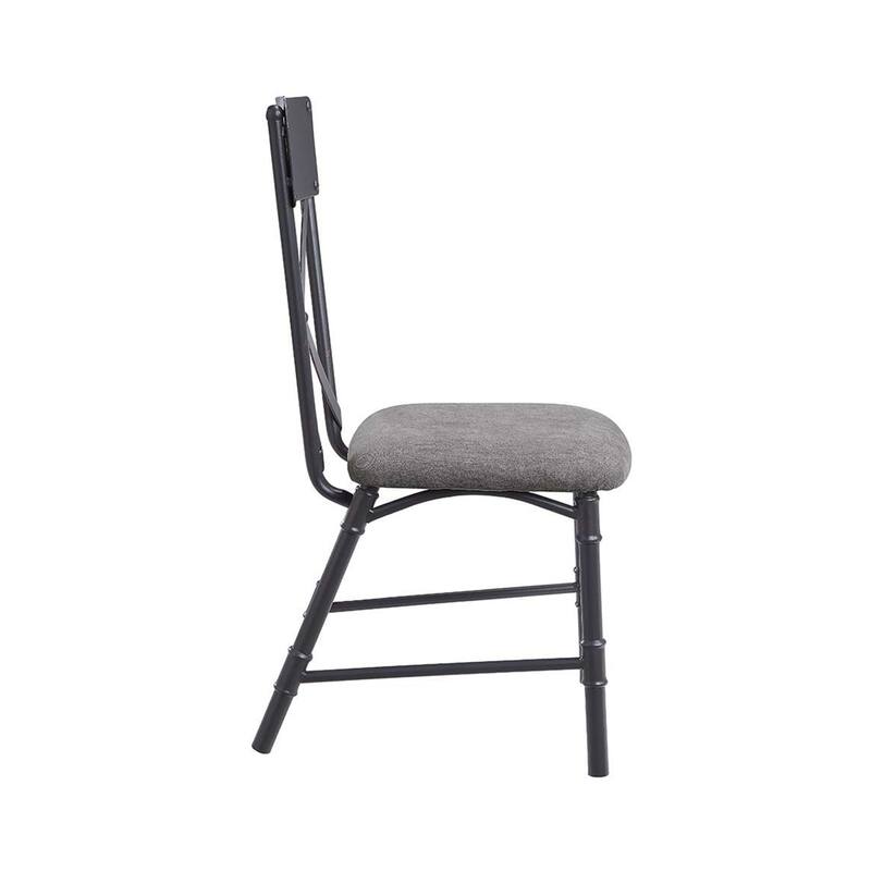 Set of 2 Side Chairs with Seat Cushion, Gray and Sandy Black