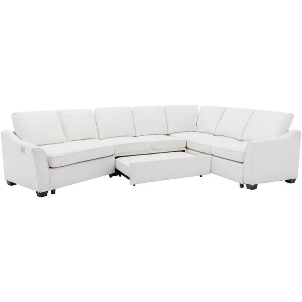 Sectional Sofa PullOut Sleeper Bed LShape Couch with USB Bed Bath