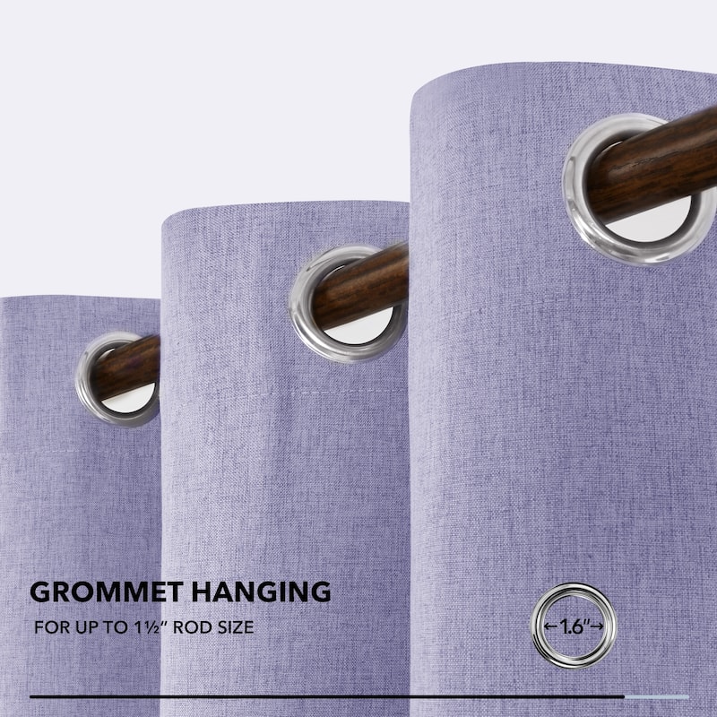 Deconovo Faux Linen Total Blackout Grommet Curtain (2 Panels)