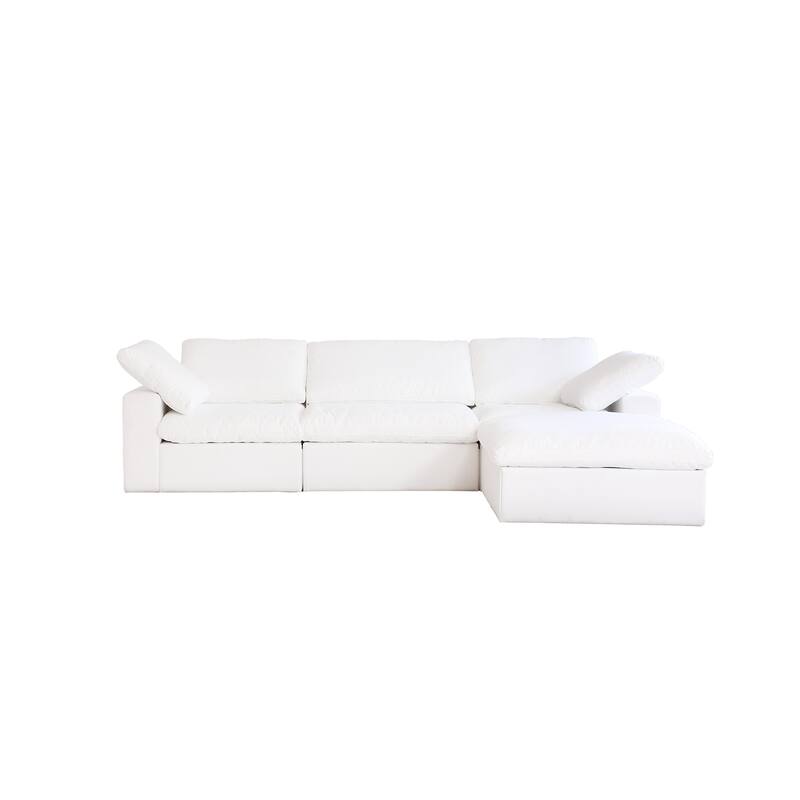 L-shape Linen Upholstered Sofa Multiple Cushions Sectional Couch