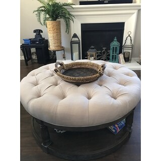 Best Master Furniture Upholstered Round Tufted Ottoman Coffee Table Overstock 28249765