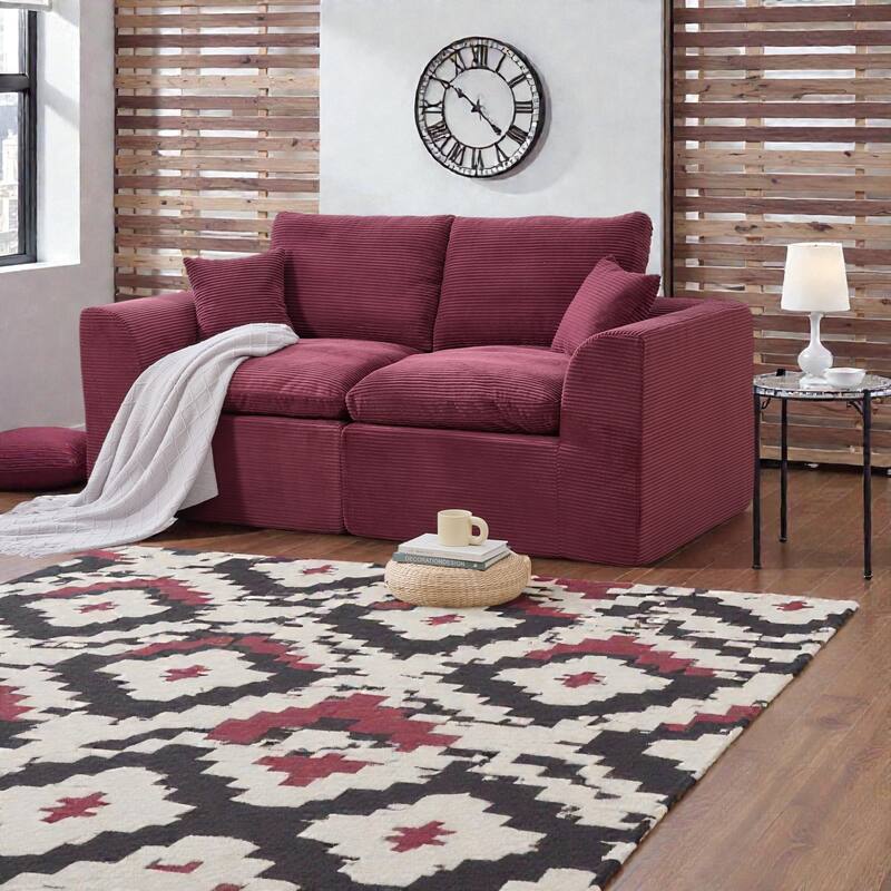 Modular Cloud Sectional Sofa, Comfy 2-Seater Corduroy Couch with Removable Covers