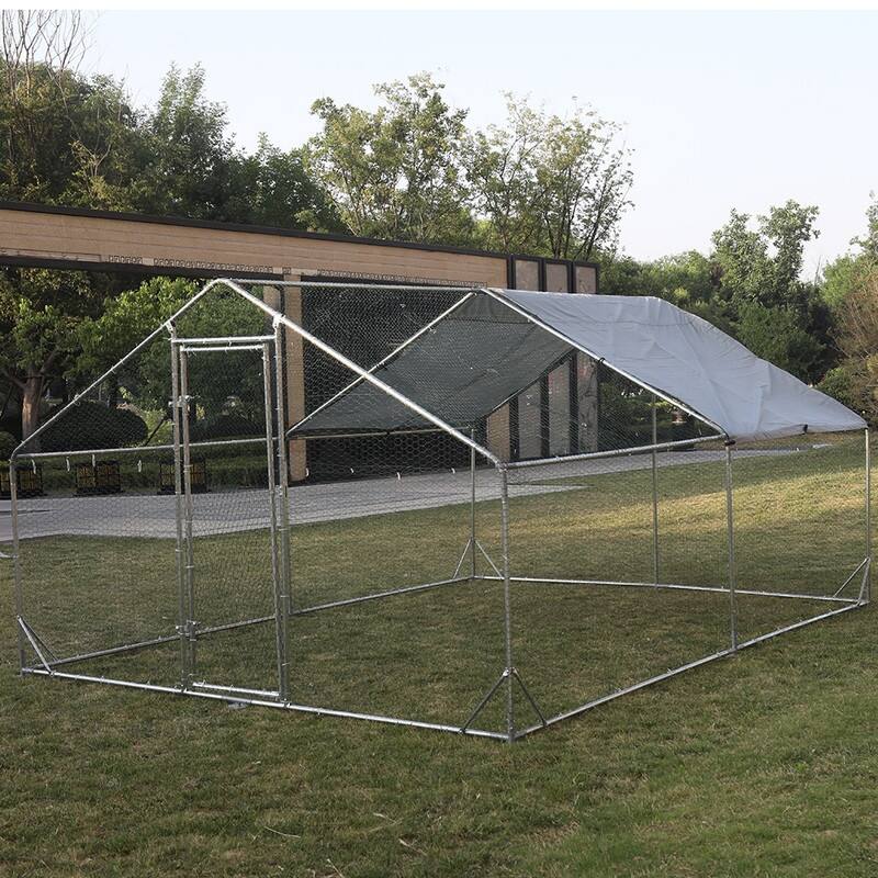 Metal Large Chicken Coop Walkin Poultry Cage Hen Run House Bed Bath