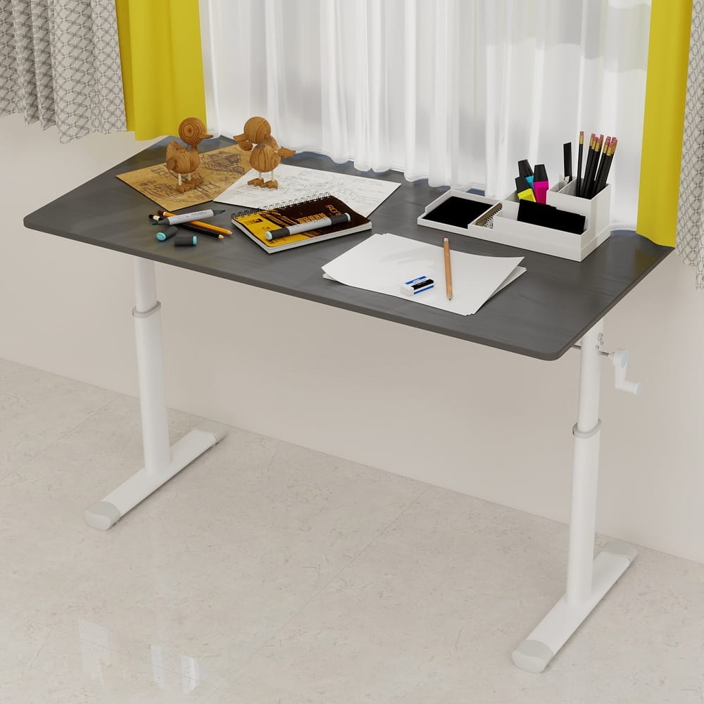 GDFStudio - 47"W Manual Height Adjustable Ergonomic Computer Desk
